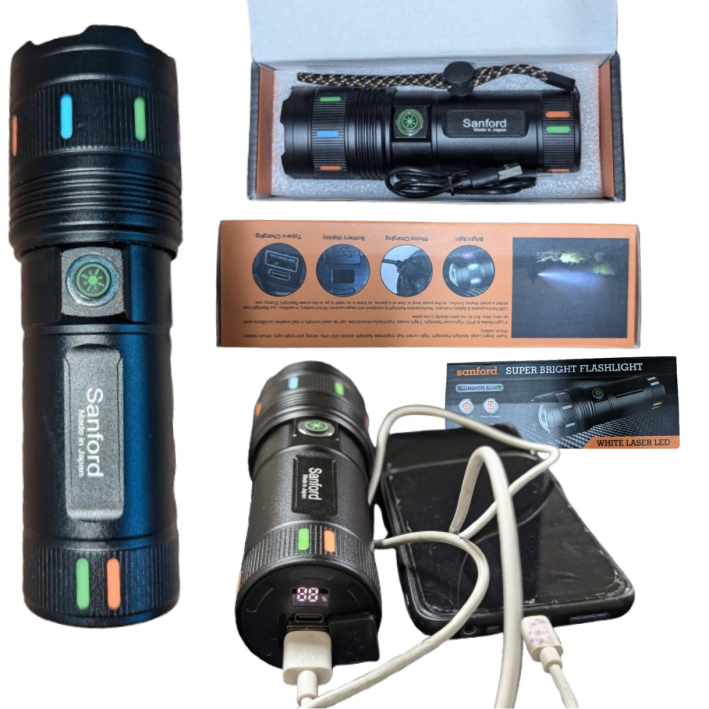 LED Torch Light With  18650 Mah Power Bank