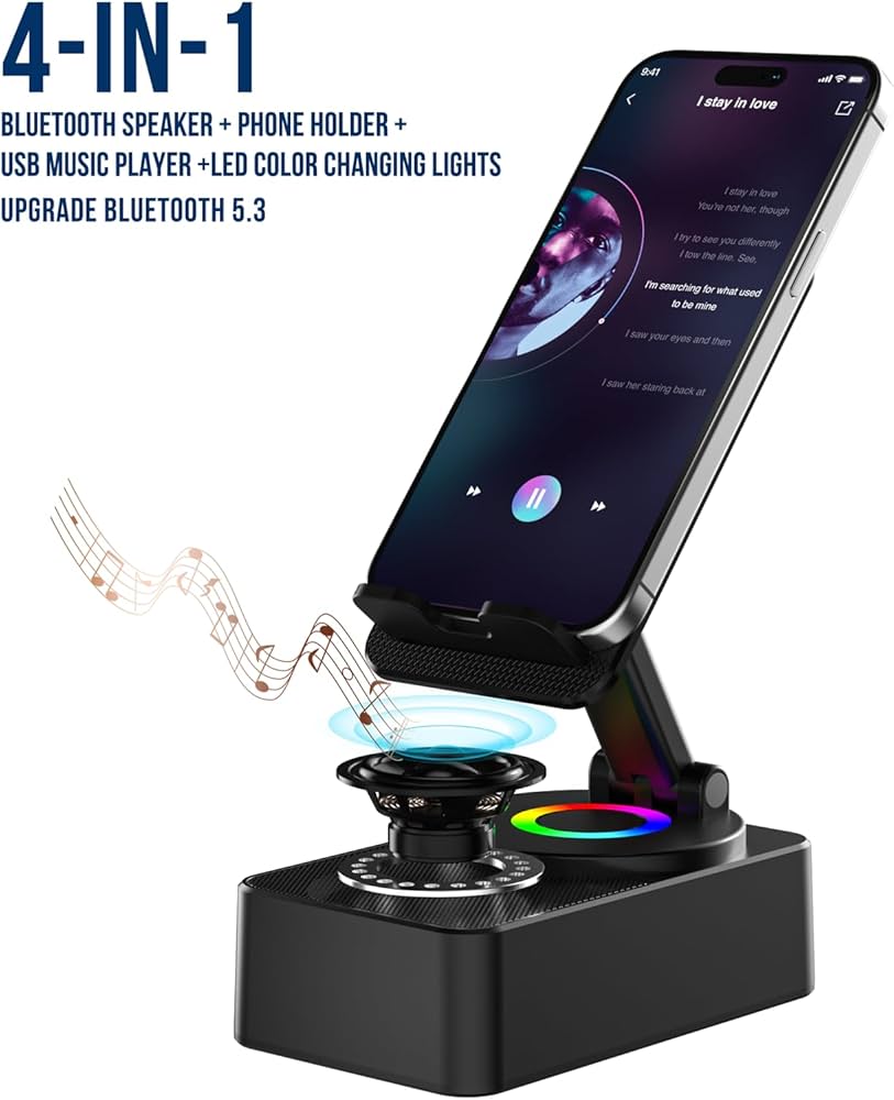 10,000 mAh Power Bank + Bluetooth Speaker + Mobile Stand+ RGB Light