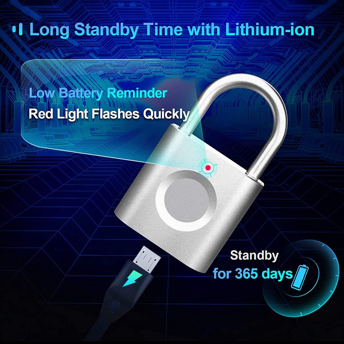 Keyless Smart Fingerprint Lock - USB Charging With Waterproof
