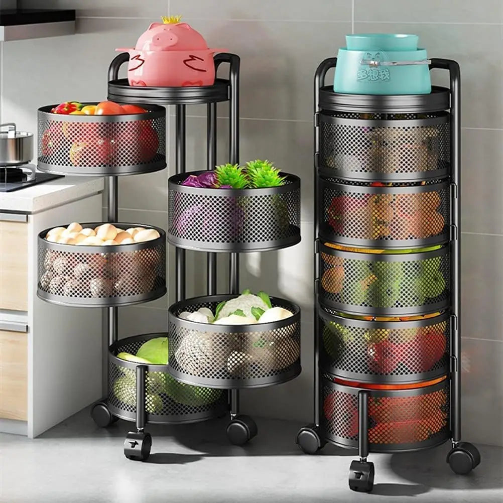 5 Layer Round Rotating Vegetable & Fruit Rack (360° Spin Design)