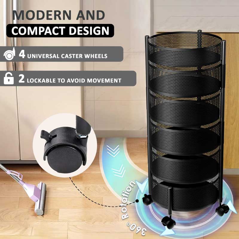 6 Layer Round Rotating Vegetable & Fruit Rack (360° Spin Design)