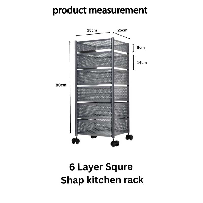 6 Layer Round Rotating Vegetable & Fruit Rack (360° Spin Design)