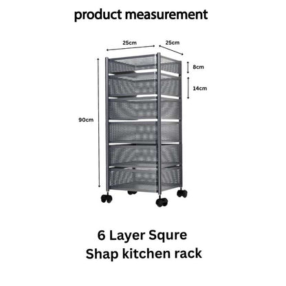 6 Layer Round Rotating Vegetable & Fruit Rack (360° Spin Design)