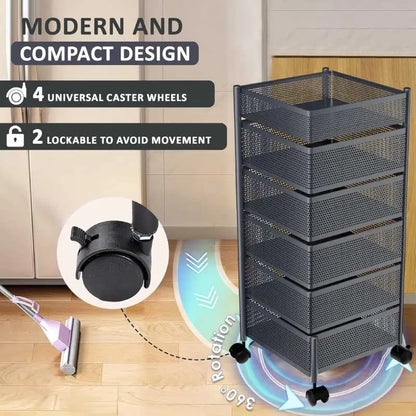 6 Layer Round Rotating Vegetable & Fruit Rack (360° Spin Design)