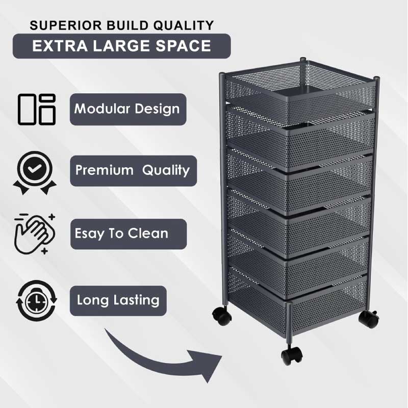 6 Layer Round Rotating Vegetable & Fruit Rack (360° Spin Design)
