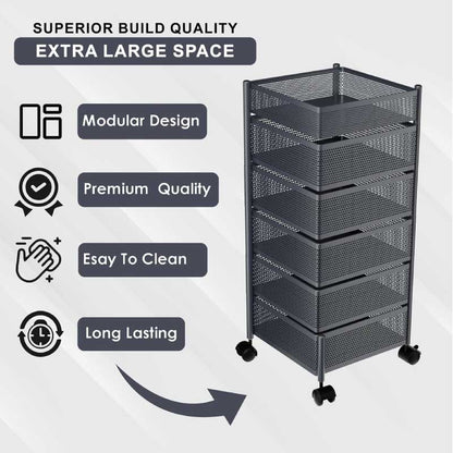 6 Layer Round Rotating Vegetable & Fruit Rack (360° Spin Design)