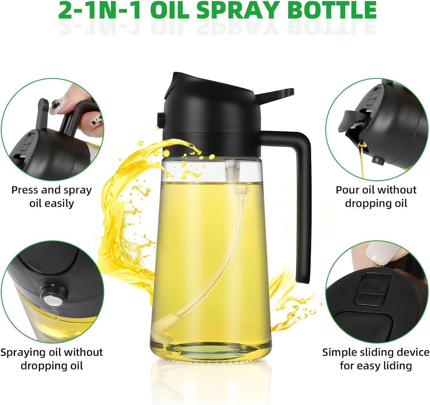 2 in1 Oil Spray Dispenser Bottle