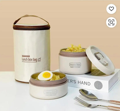 2 Layer Lunch Box Set (2 Pcs + Free Carry Bag)