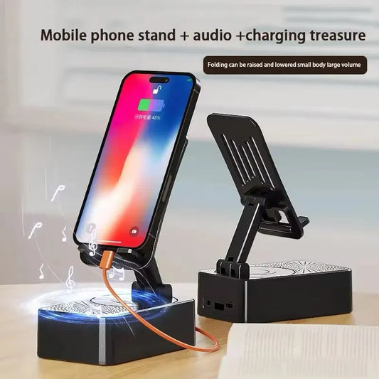 3-in-1 Bluetooth Speaker - Mobile Stand & Power Bank