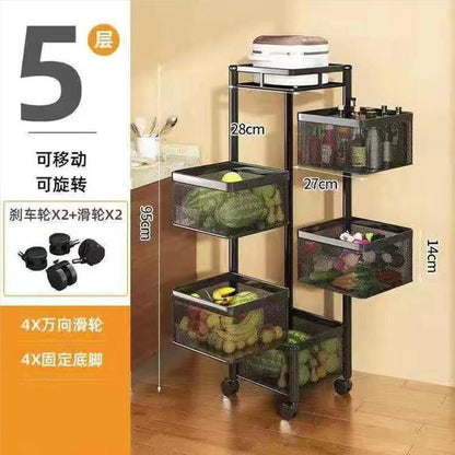 5 Layer Round Rotating Vegetable & Fruit Rack (360° Spin Design)