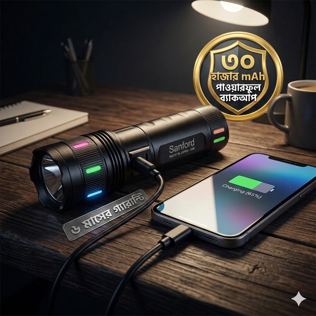 30,000 mAh Power Bank With LED Torch Light