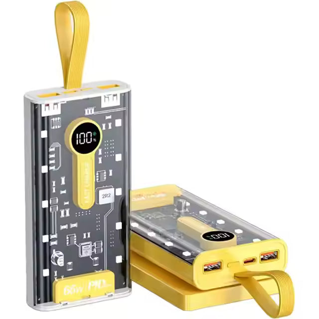 20000mAh Transparent Power Bank with 4 USB Cable