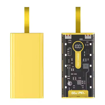 20000mAh Transparent Power Bank with 4 USB Cable