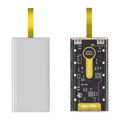 20000mAh Transparent Power Bank with 4 USB Cable