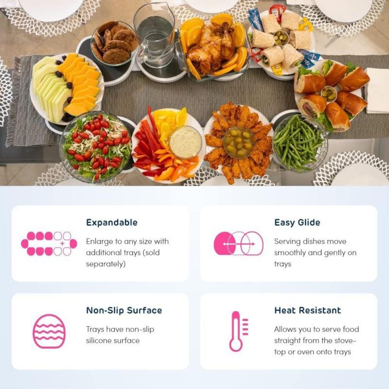 Portable Rotating Dining Table Tray for Rectangular Tables