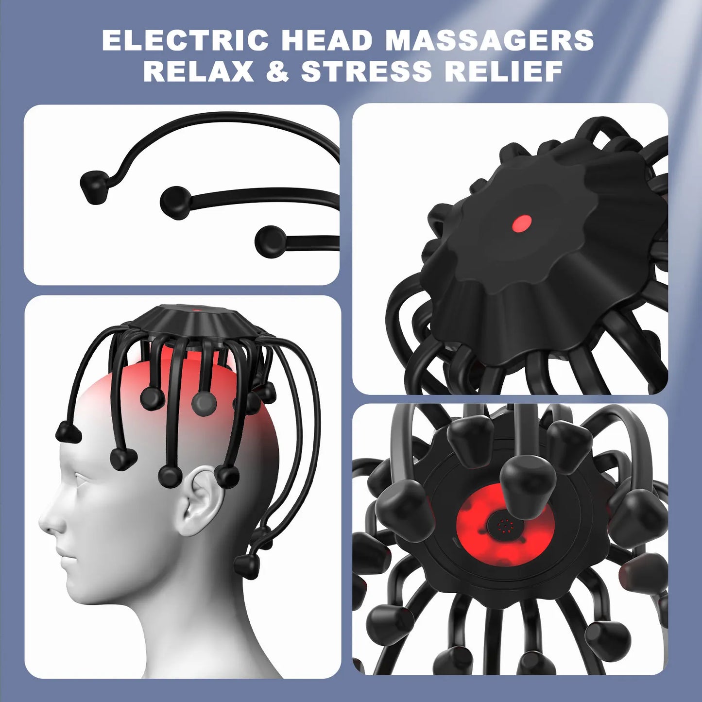Portable Electric Scalp Massager with 8 Finger Contacts Head massage