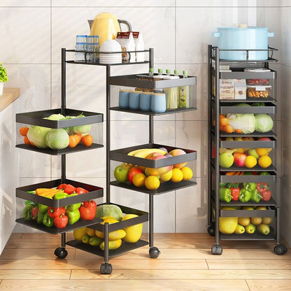 5 Layer Round Rotating Vegetable & Fruit Rack (360° Spin Design)