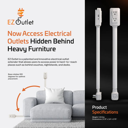 Electrical Outlet Extender Multi Plug Stick, Access Hard-to-Reach Wall Outlet Extender
