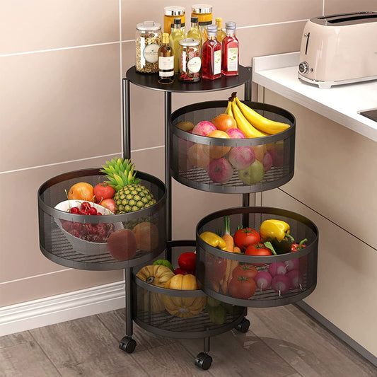4 Layer Round Rotating Vegetable & Fruit Rack (360° Spin Design)