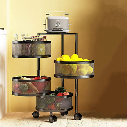 4 Layer Round Rotating Vegetable & Fruit Rack (360° Spin Design)