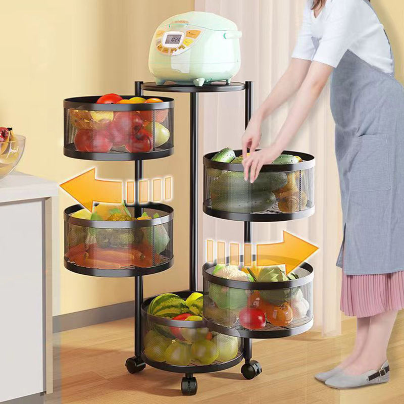 5 Layer Round Rotating Vegetable & Fruit Rack (360° Spin Design)