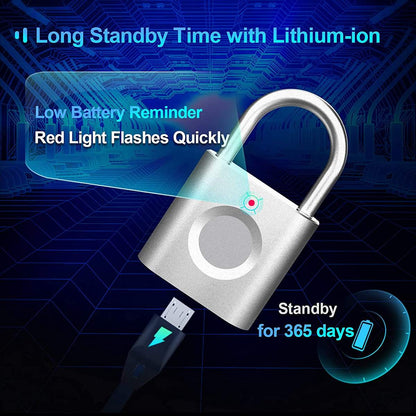 Keyless Smart Fingerprint Lock - USB Charging With Waterproof