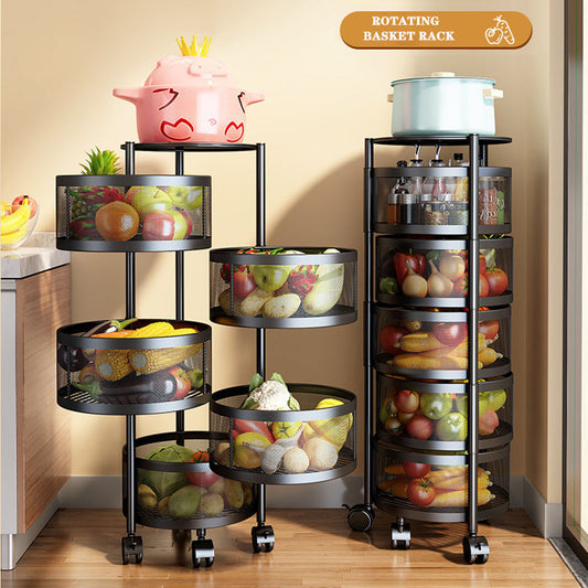 5 Layer Round Rotating Vegetable & Fruit Rack (360° Spin Design)